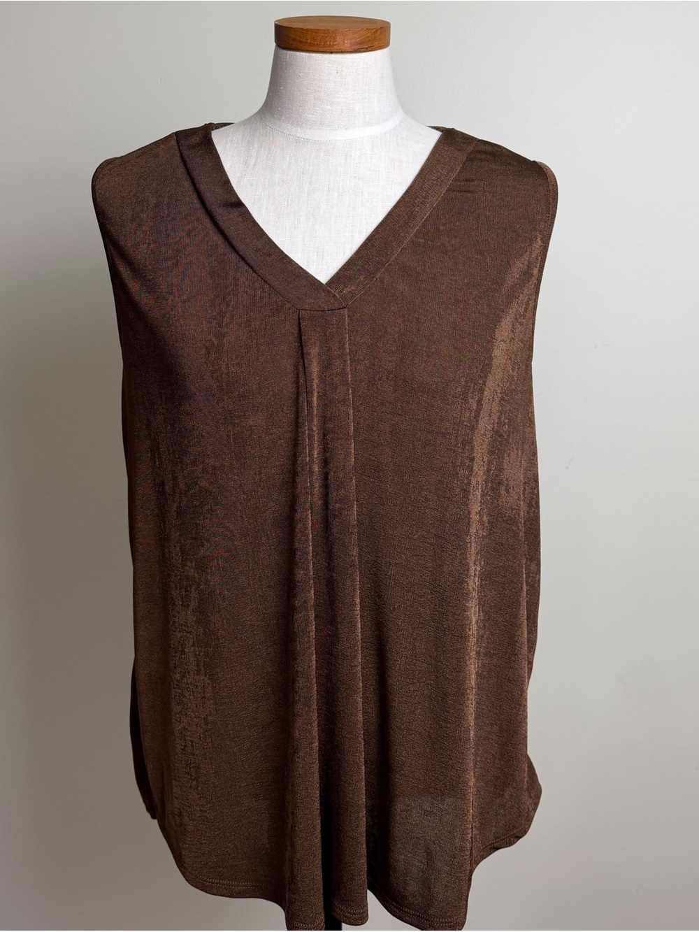 Sew In Love Brown V-Neck Sleeveless Blouse